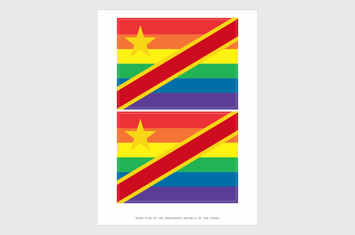 DR Congo LGBTQ Pride Flag Stickers, Democratic Republic of Congo