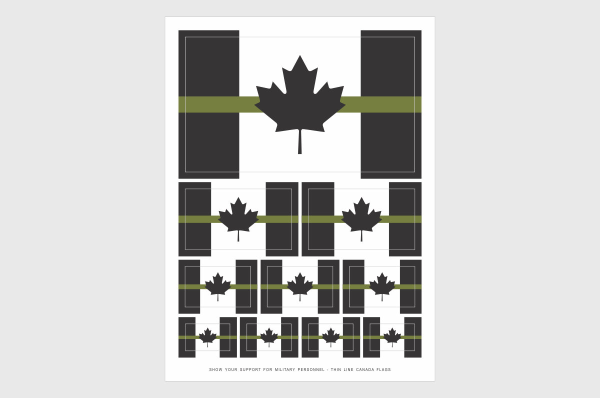 Canada Thin Drab Green Line, Military Flag Stickers