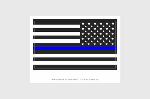 United States, USA Thin Blue Line Opposing Direction Flag Stickers