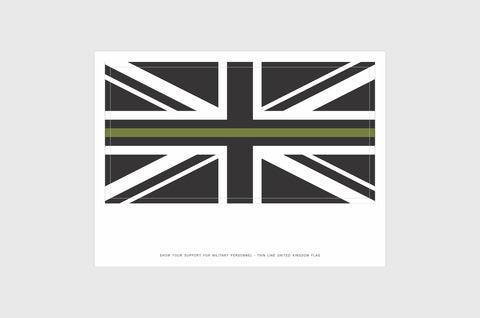 UK Thin Drab Green Line Flag Stickers