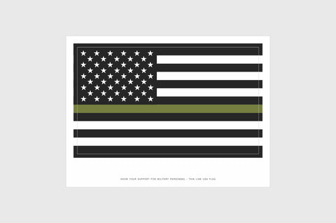 United States, USA Thin Drab Green Line Flag Stickers