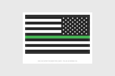 United States, USA Thin Green Line Opposing Direction Flag Stickers