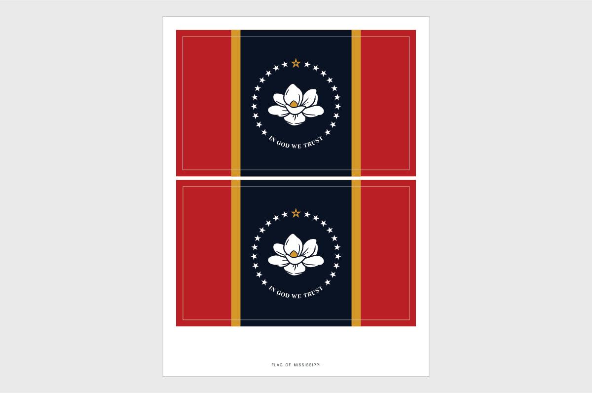 Mississippi Flag Sticker, Weatherproof Vinyl State of Mississippi Flag Stickers