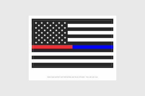 United States, USA Thin Red Blue Line Flag Stickers