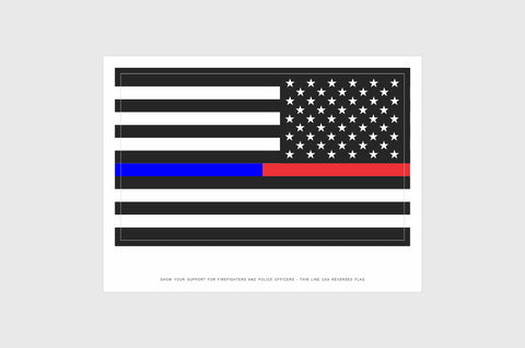 United States, USA Thin Red and Blue Line Opposing Direction Flag Stickers