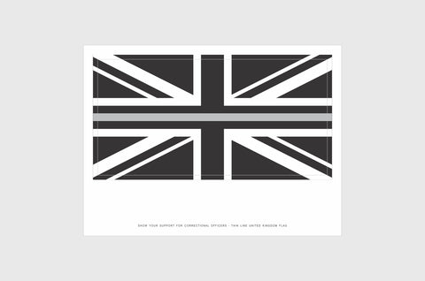 UK Thin Silver Line Flag Stickers