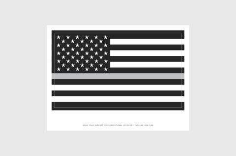 United States, USA Thin Silver Line Flag Stickers