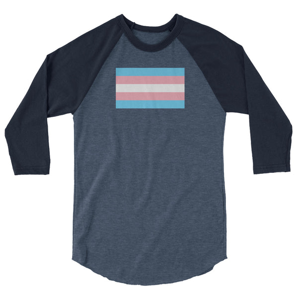 Trans Flag 3/4 sleeve raglan shirt