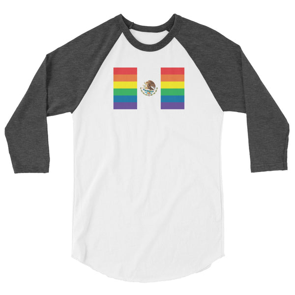 Mexico LGBT Pride Flag 3/4 sleeve raglan shirt