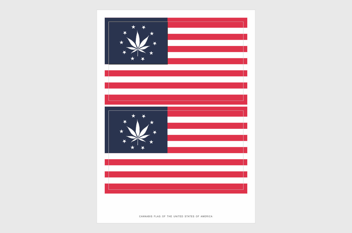 United States, USA Cannabis Leaf Flag Stickers