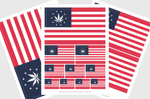 United States, USA Cannabis Leaf Flag Stickers