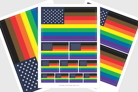 United States, USA More Color More Pride Flag Stickers