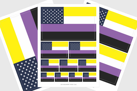United States, USA Non Binary Pride Flag Stickers