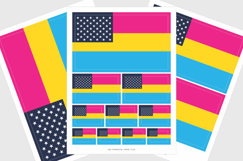 United States, USA Pansexual Pride Flag Stickers