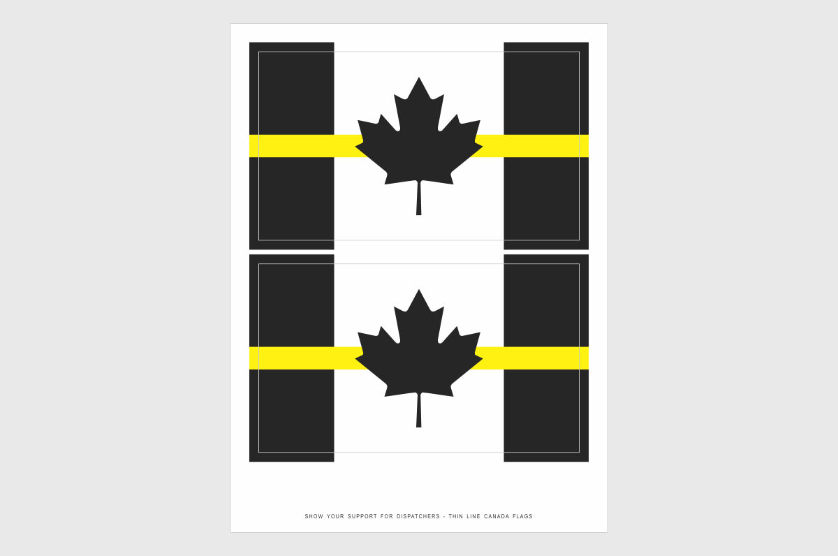 Canada Thin Yellow Line Flag Stickers 911 Dispatcher