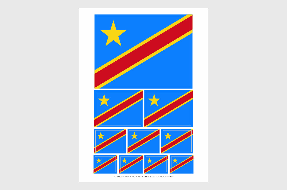 DR Congo Flag Sticker, Weatherproof Vinyl Congolese Flag Stickers