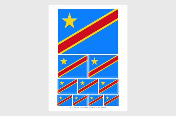 DR Congo Flag Sticker, Weatherproof Vinyl Congolese Flag Stickers