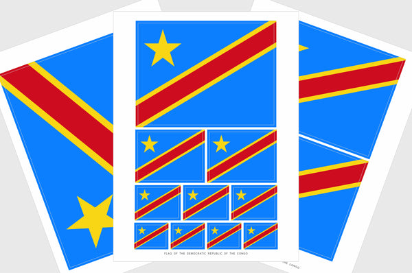 DR Congo Flag Sticker, Weatherproof Vinyl Congolese Flag Stickers