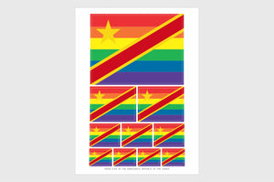 DR Congo LGBTQ Flag Sticker, Weatherproof Vinyl Pride Flag Stickers
