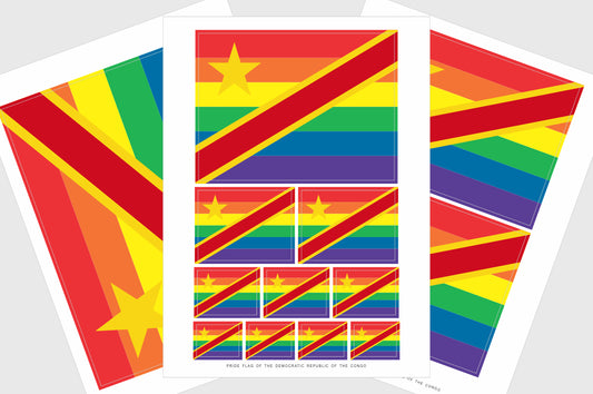 DR Congo LGBTQ Pride Flag Stickers, Democratic Republic of Congo
