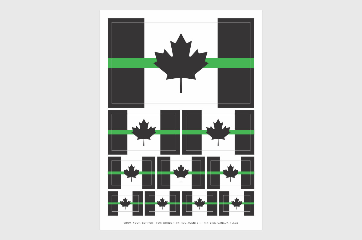 Canada Thin Green Line Border Services Flag Stickers
