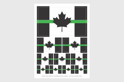 Canada Thin Green Line Border Services Flag Stickers