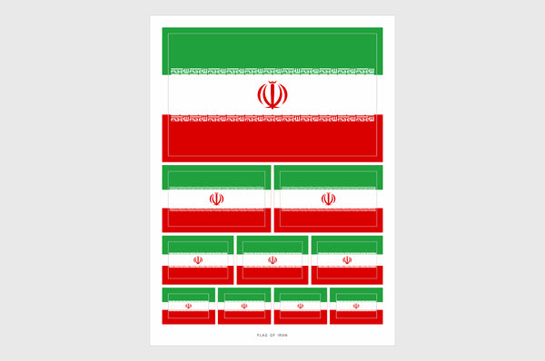 Iran Flag Sticker, Weatherproof Vinyl Iranian Flag Stickers