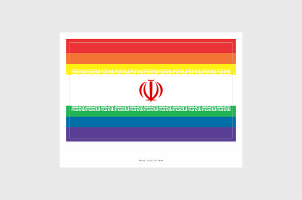 Iran LGBTQ Pride Flag Sticker, Weatherproof Vinyl Iranian Flag Stickers