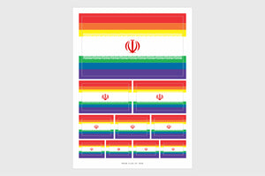 Iran LGBTQ Pride Flag Sticker, Weatherproof Vinyl Iranian Flag Stickers