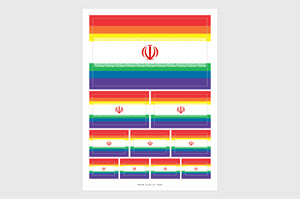 Iran LGBTQ Pride Flag Sticker, Weatherproof Vinyl Iranian Flag Stickers