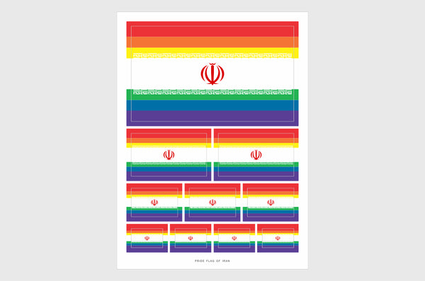 Iran LGBTQ Pride Flag Sticker, Weatherproof Vinyl Iranian Flag Stickers