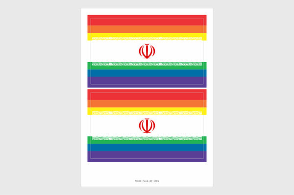 Iran LGBTQ Pride Flag Sticker, Weatherproof Vinyl Iranian Flag Stickers