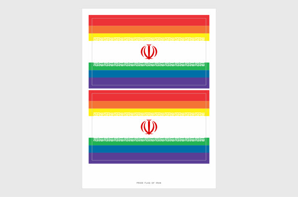 Iran LGBTQ Pride Flag Sticker, Weatherproof Vinyl Iranian Flag Stickers