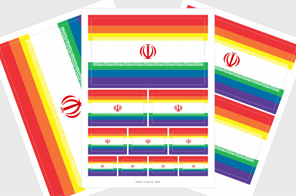 Iran LGBTQ Pride Flag Sticker, Weatherproof Vinyl Iranian Flag Stickers