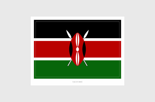 Kenya Flag Sticker, Weatherproof Vinyl Kenyan Flag Stickers