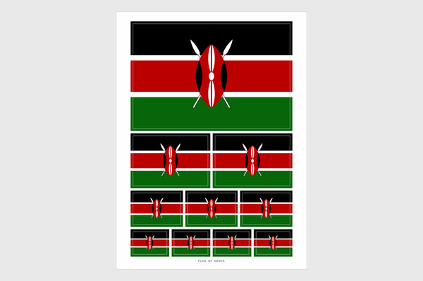 Kenya Flag Sticker, Weatherproof Vinyl Kenyan Flag Stickers