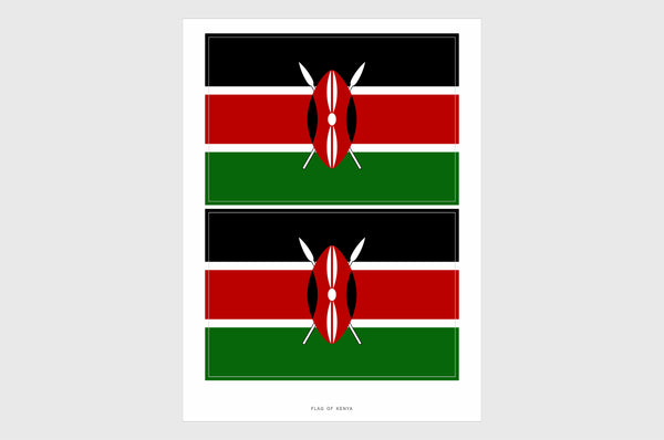 Kenya Flag Sticker, Weatherproof Vinyl Kenyan Flag Stickers