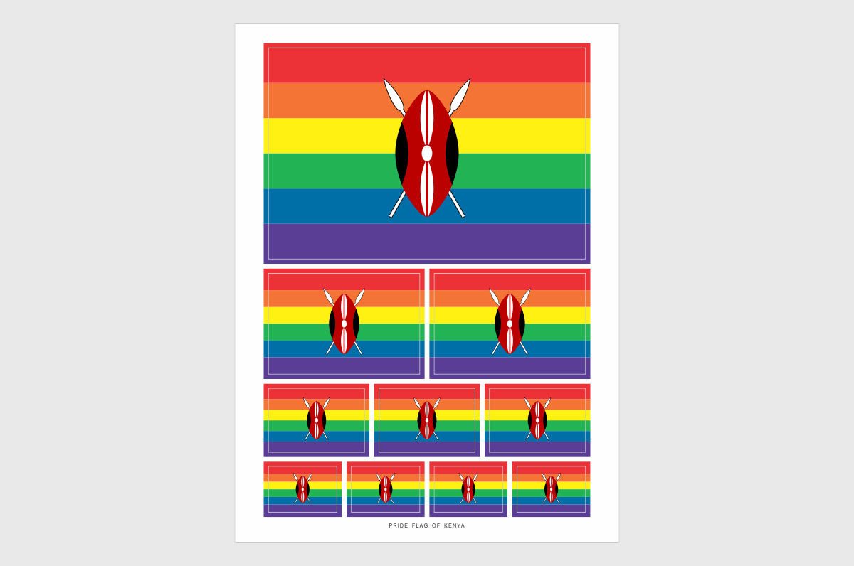 Kenya LGBTQ Pride Flag Sticker, Weatherproof Vinyl Kenyan Flag Stickers