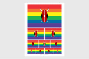 Kenya LGBTQ Pride Flag Sticker, Weatherproof Vinyl Kenyan Flag Stickers