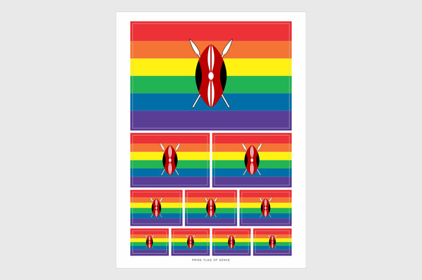 Kenya LGBTQ Pride Flag Sticker, Weatherproof Vinyl Kenyan Flag Stickers
