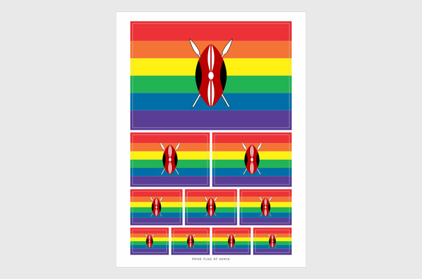Kenya LGBTQ Pride Flag Sticker, Weatherproof Vinyl Kenyan Flag Stickers