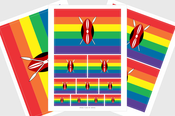 Kenya LGBTQ Pride Flag Sticker, Weatherproof Vinyl Kenyan Flag Stickers