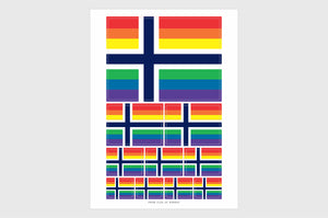 Norway LGBTQ Pride Flag Sticker, Weatherproof Vinyl Norwegian Flag Stickers