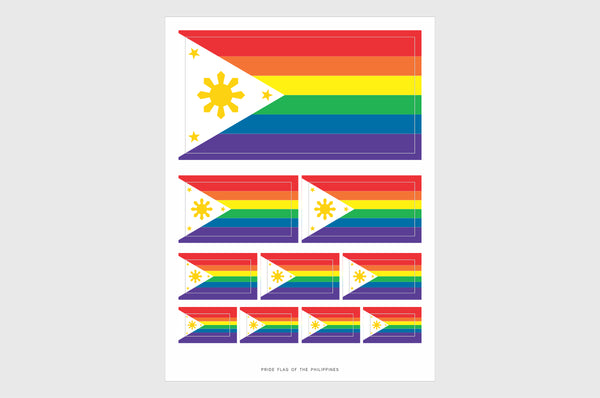 Philippines LGBTQ Flag Sticker, Weatherproof Vinyl Filipino Flag Stickers