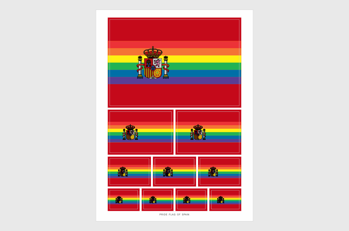 spain lgbtq flag stickers 10 on a sheet