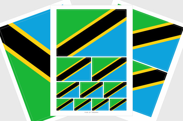 Tanzania Flag Sticker, Weatherproof Vinyl Tanzanian Flag Stickers