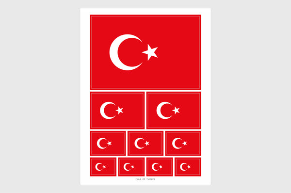 Turkey Flag Sticker, Weatherproof Vinyl Turkish Flag Stickers