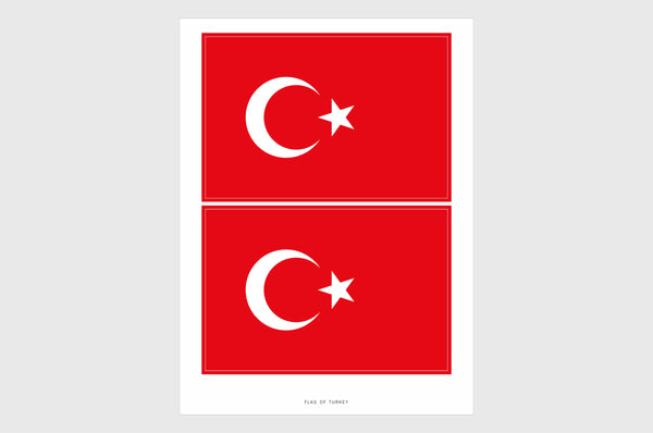 Turkey Flag Sticker, Weatherproof Vinyl Turkish Flag Stickers