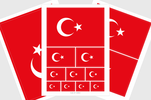 Turkey Flag Sticker, Weatherproof Vinyl Turkish Flag Stickers