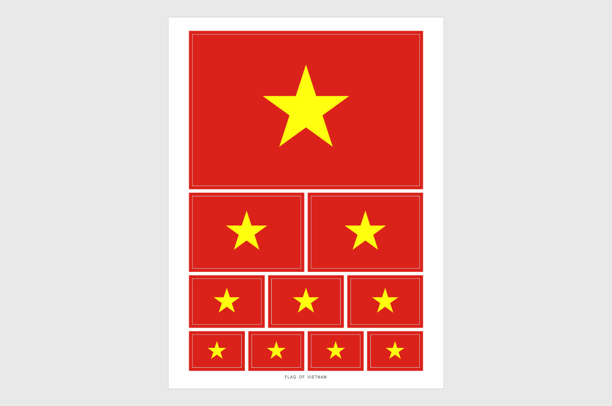 Vietnam Flag Sticker, Weatherproof Vinyl Vietnamese Flag Stickers